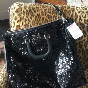 Large Black Sequin Tote  ( Secret Pom Pom) by Victoria Secret